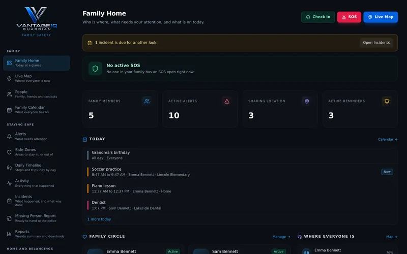 Guardian's Family Home screen